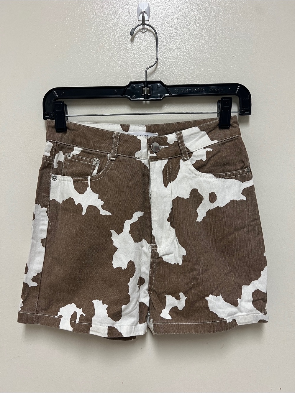 12th Tribe Brown & White Cow Print Shorts